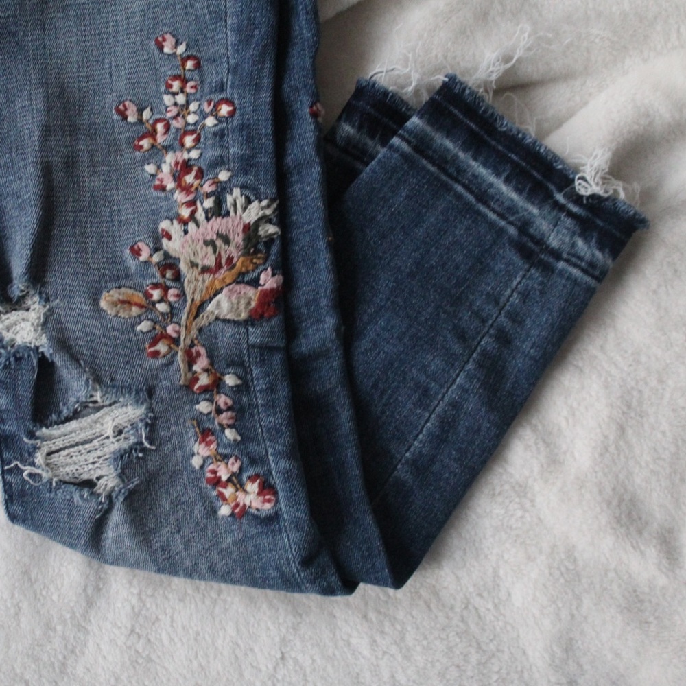 Floral Dark Wash Jeans